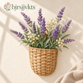 bjrsjjvkts™ Lavender Letter Artificial Lavender Wall Basket, Purple Faux Flowers in Woven Hanging Pocket, Indoor Entryway & Kitchen Decor