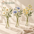 bjrsjjvkts™ Meadow Notes Artificial Wildflower Bud Vase Set, 3 Mini Faux Daisy and Cornflower Arrangements, Shelf & Dining Table Decor